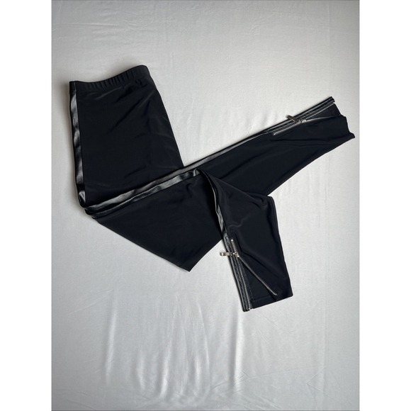 Vecceli Italy Pants - Vecceli Italy Black Sexy Stretch Pants Womens Small Vinyl‎ Sides Zipper Cuffs